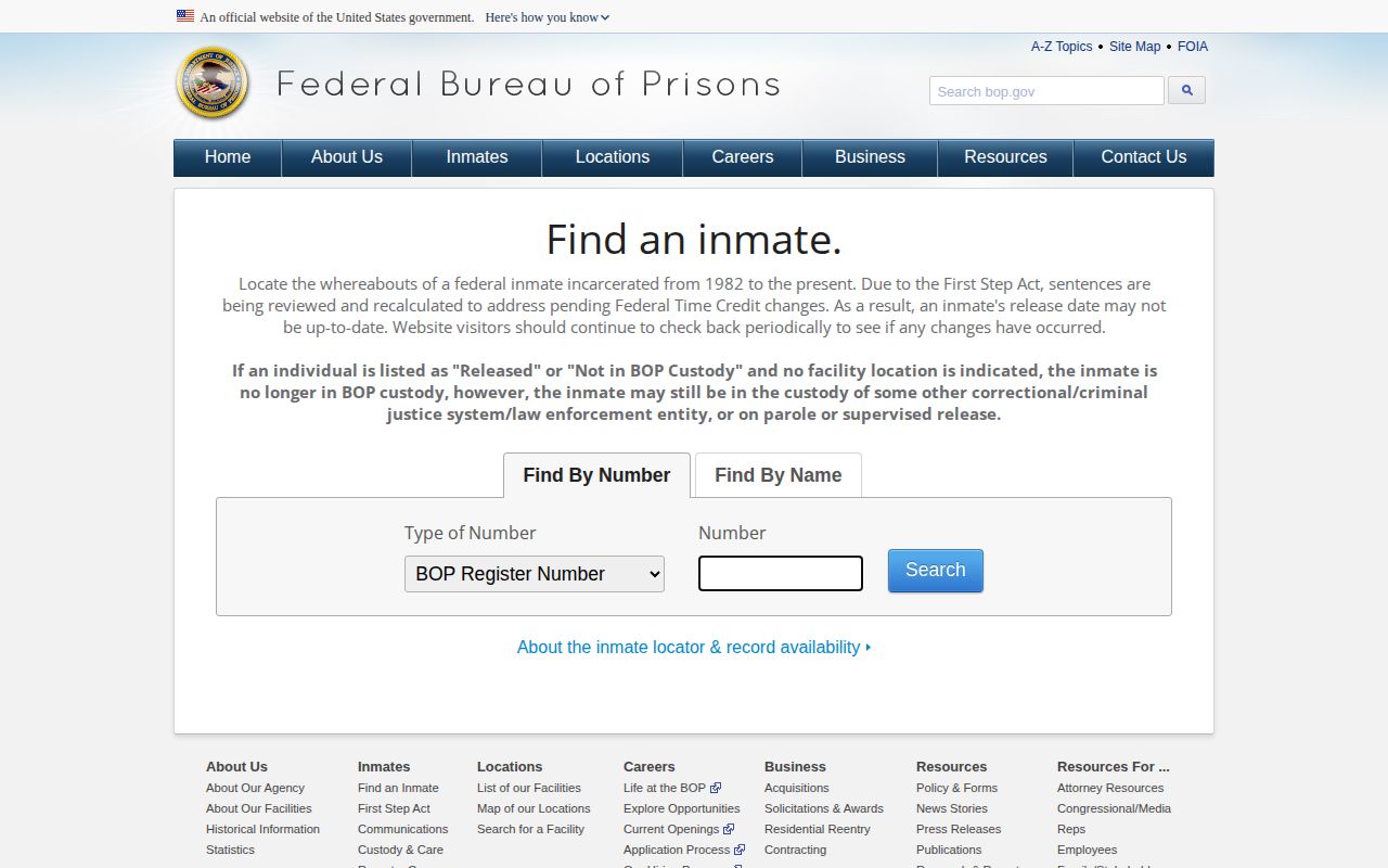 Scott County released inmates federal Bureau of Prisons locator