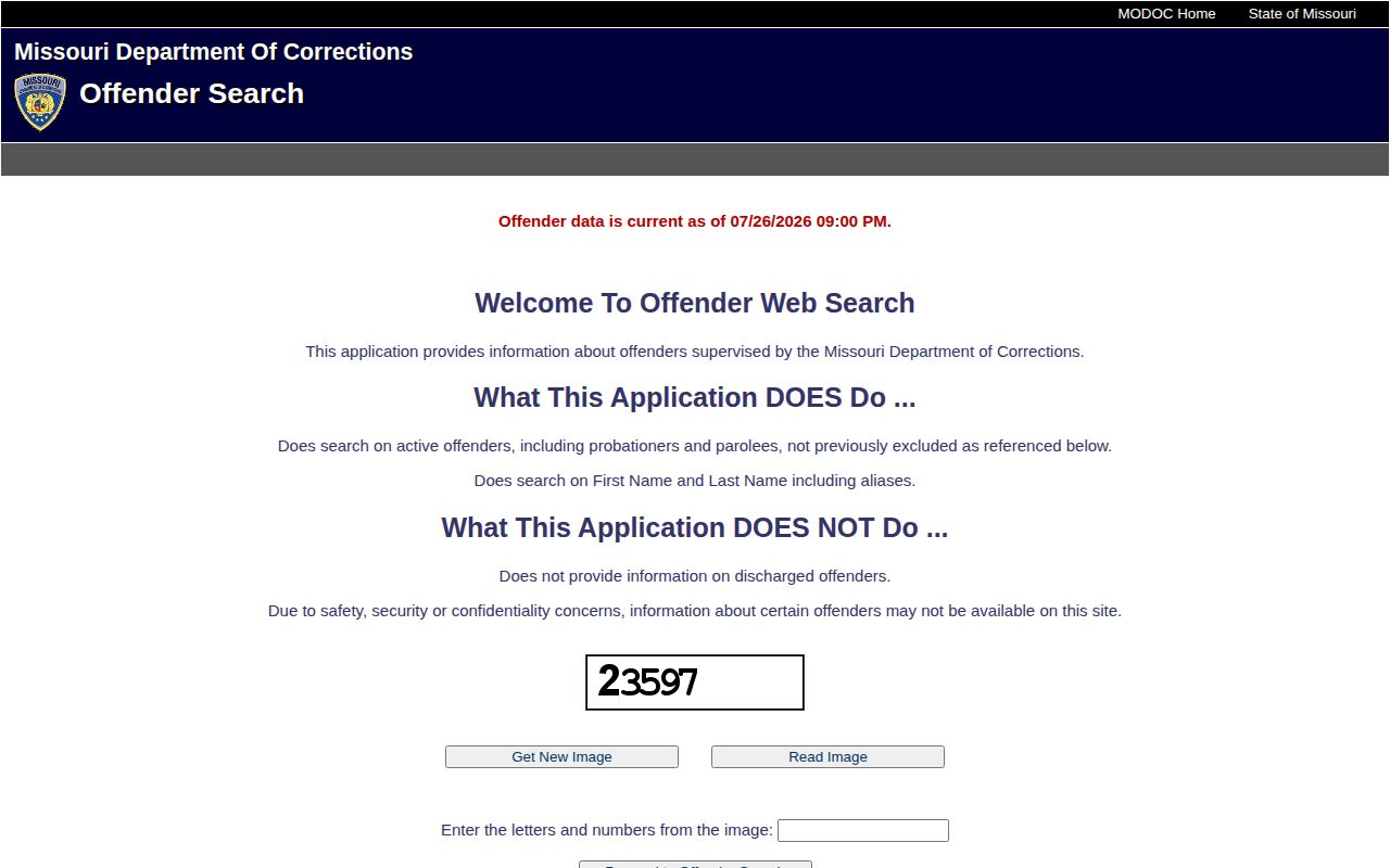 Scott County released inmates MODOC active offender search