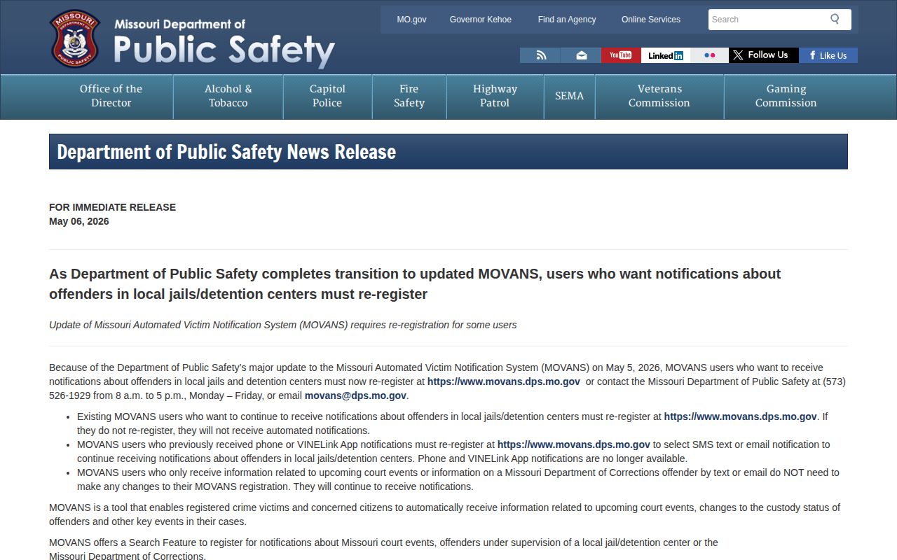 Scott County MOVANS release notification transition rules from May 2026
