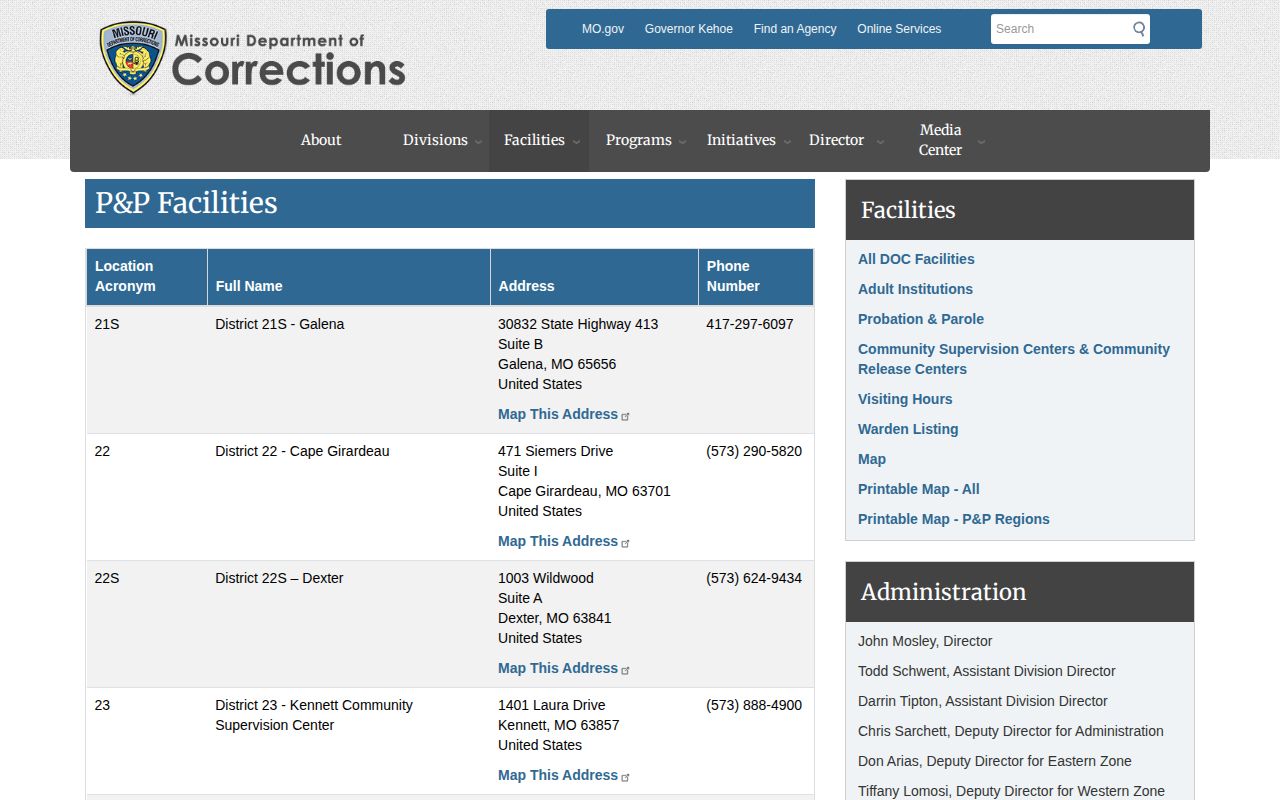 Scott County parole and probation District 23S office listing